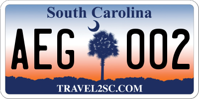 SC license plate AEG002