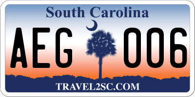 SC license plate AEG006