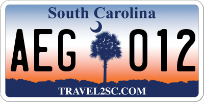 SC license plate AEG012