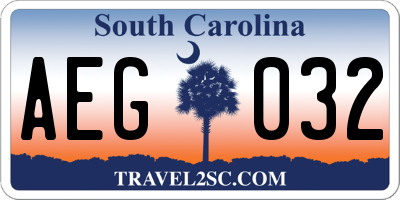 SC license plate AEG032