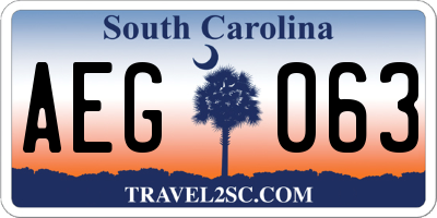 SC license plate AEG063
