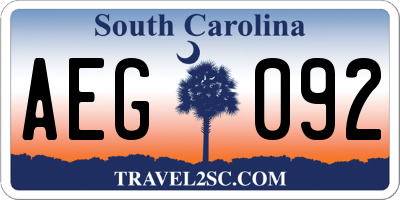 SC license plate AEG092
