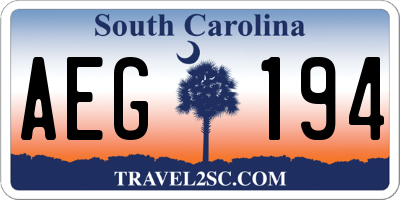 SC license plate AEG194