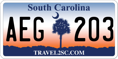 SC license plate AEG203