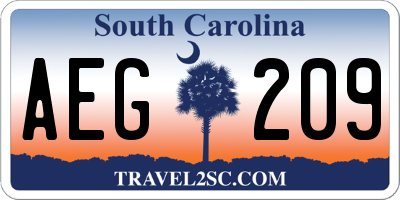 SC license plate AEG209