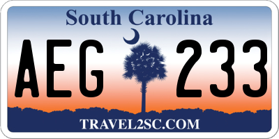 SC license plate AEG233