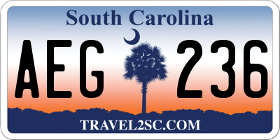 SC license plate AEG236