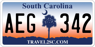 SC license plate AEG342