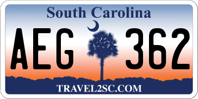 SC license plate AEG362