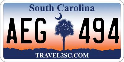 SC license plate AEG494