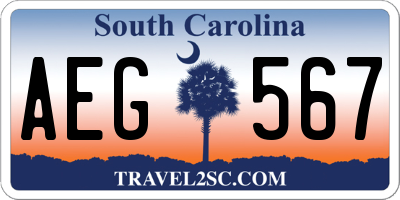 SC license plate AEG567