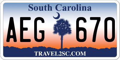 SC license plate AEG670