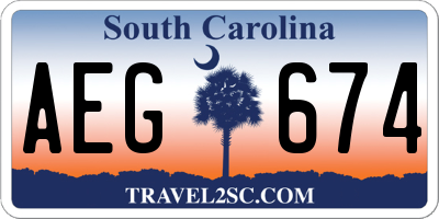 SC license plate AEG674