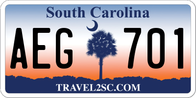 SC license plate AEG701