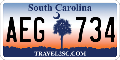 SC license plate AEG734