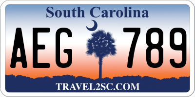 SC license plate AEG789