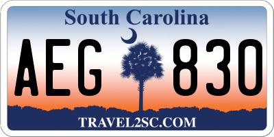 SC license plate AEG830