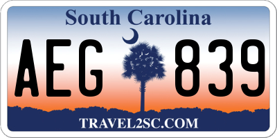 SC license plate AEG839