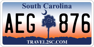 SC license plate AEG876