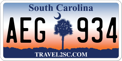 SC license plate AEG934