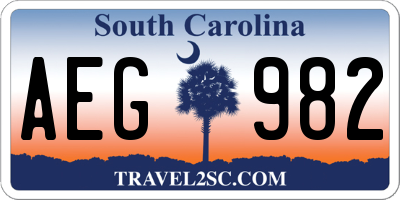 SC license plate AEG982