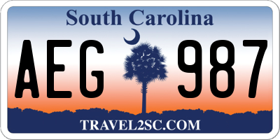 SC license plate AEG987