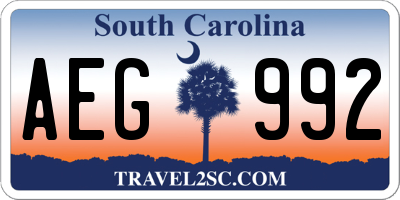 SC license plate AEG992