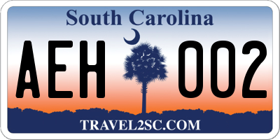 SC license plate AEH002