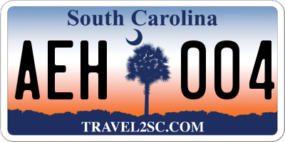 SC license plate AEH004