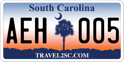 SC license plate AEH005