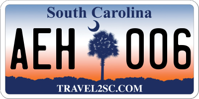 SC license plate AEH006