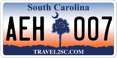 SC license plate AEH007