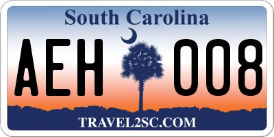 SC license plate AEH008