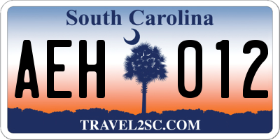 SC license plate AEH012
