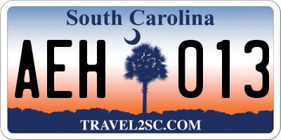 SC license plate AEH013