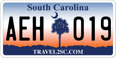 SC license plate AEH019