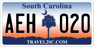 SC license plate AEH020