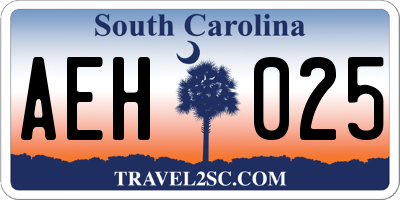 SC license plate AEH025