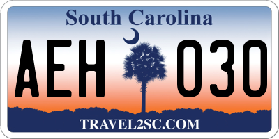 SC license plate AEH030