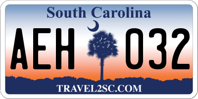 SC license plate AEH032