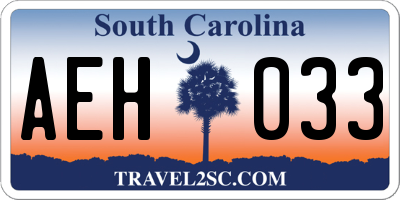 SC license plate AEH033
