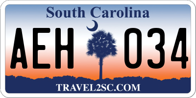 SC license plate AEH034