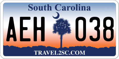 SC license plate AEH038