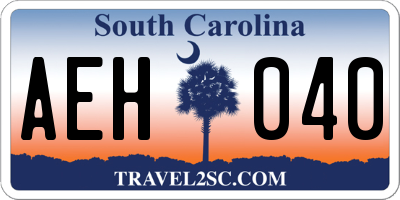 SC license plate AEH040