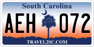 SC license plate AEH072
