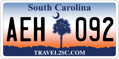 SC license plate AEH092