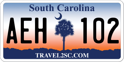 SC license plate AEH102