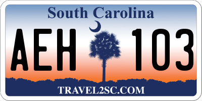 SC license plate AEH103