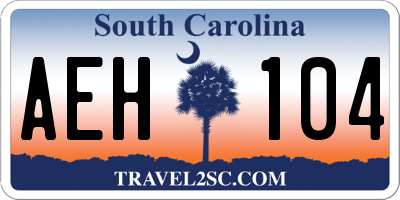 SC license plate AEH104