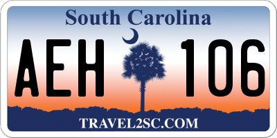 SC license plate AEH106